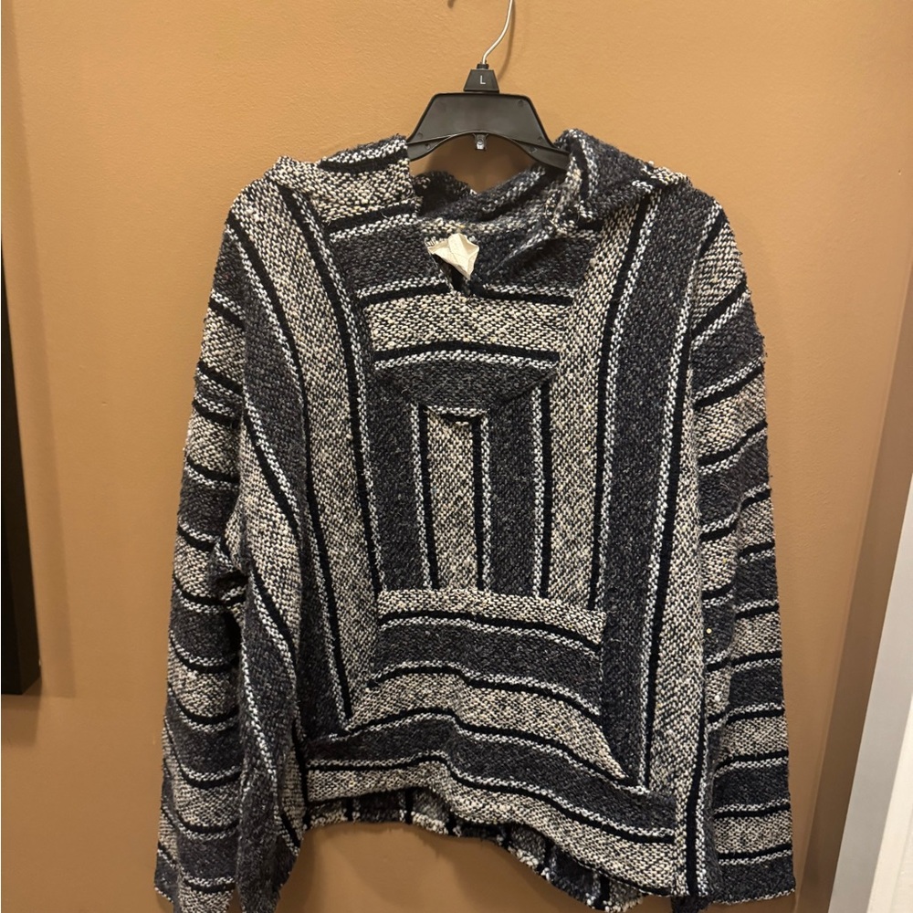 Chic Navy and White Women's Cowl Neck Sweater